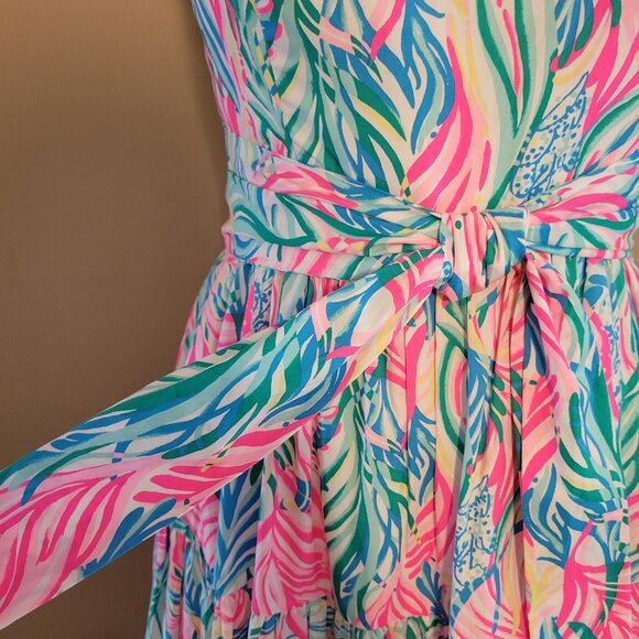 Lilly Pulitzer Edith Cotton Midi Dress in Sea Turtle Soiree NWT Size 6 - Picture 5 of 9